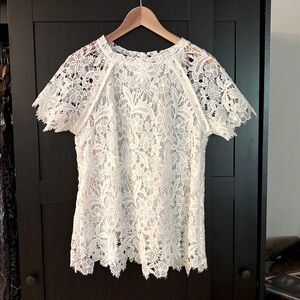Vintage White Floral Lace Blouse